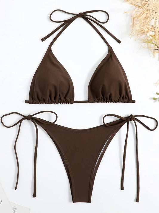 Bikini Sexy – Triangle Push-Up à Lacets Style Élégant & Estival